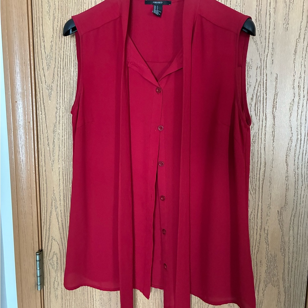 Forever 21 Vibrant Red Sleeveless Blouse